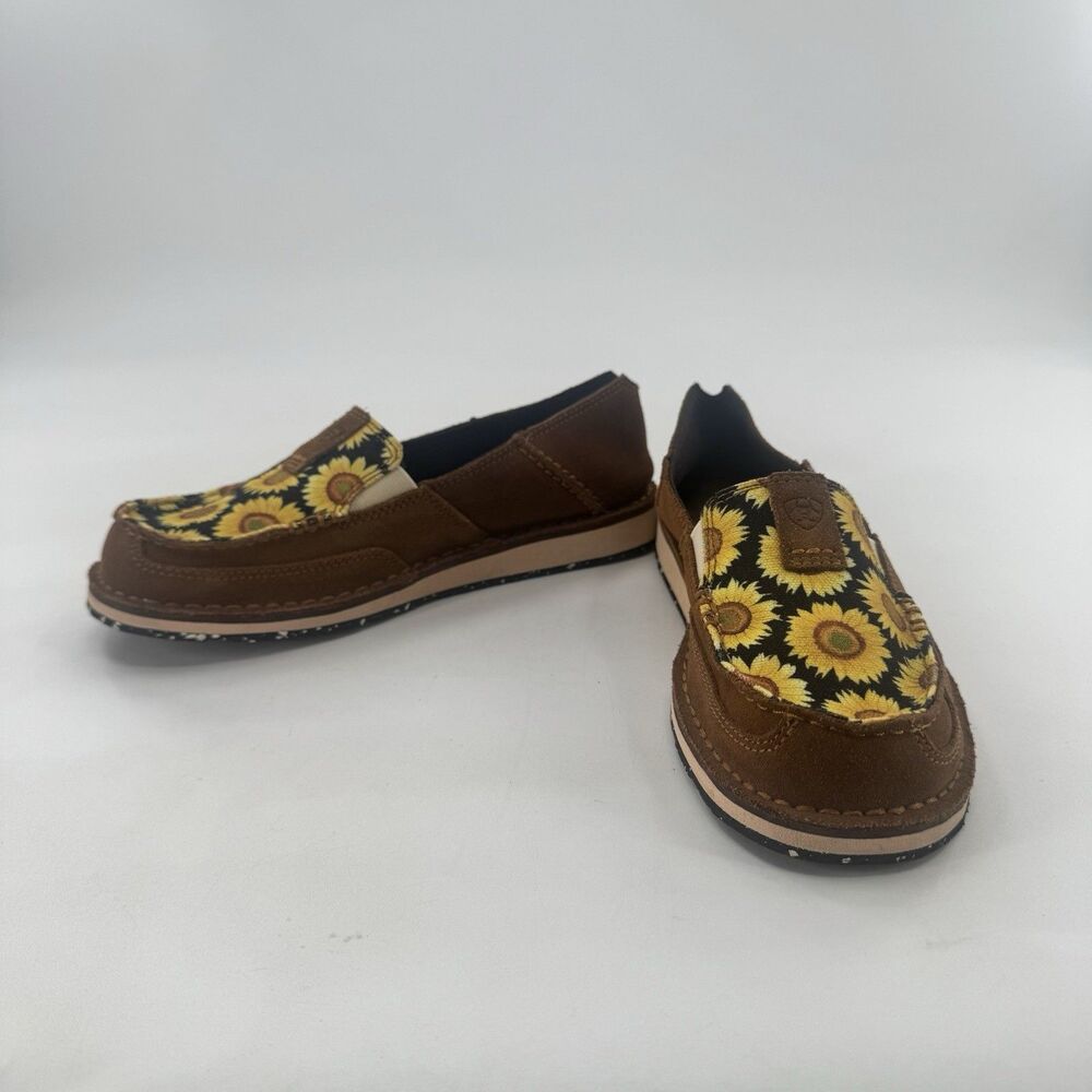 Ariat Sun Flowers Cruiser Shoes Loafers 8B Cowgirl Cowboy Leather Canvas Suede